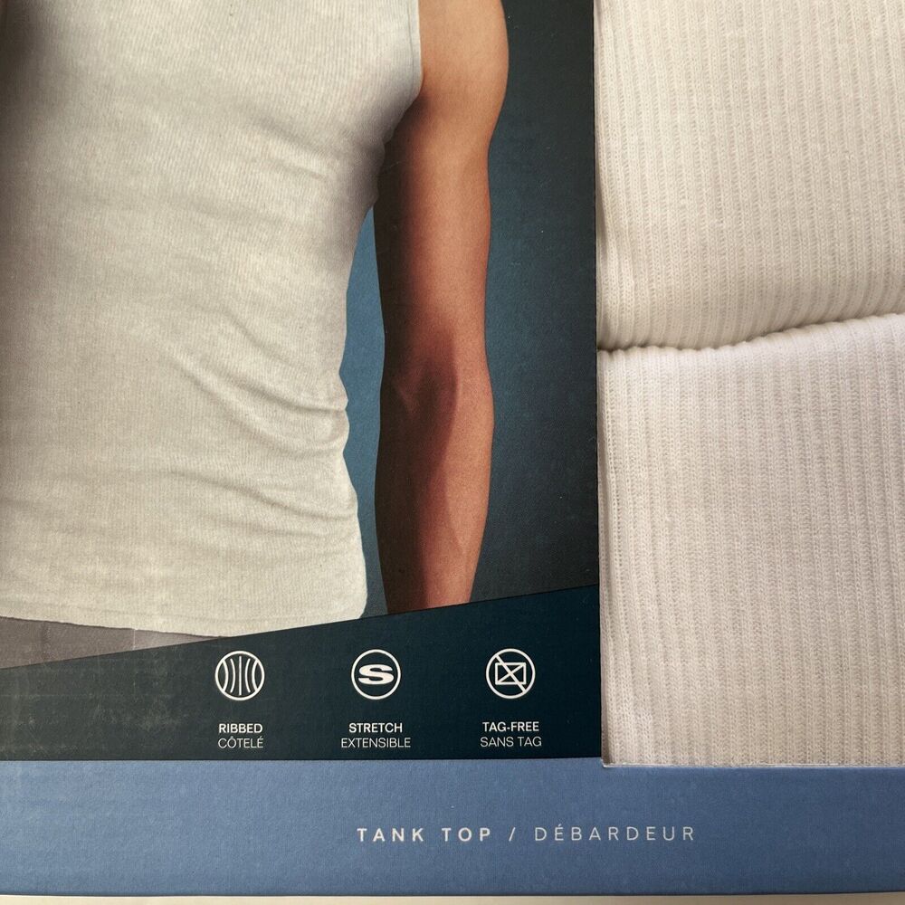 Perry Ellis Ribbed Tank Shirts Mens Large 42-44 inch White Portfolio 3 Pack - Picture 3 of 7